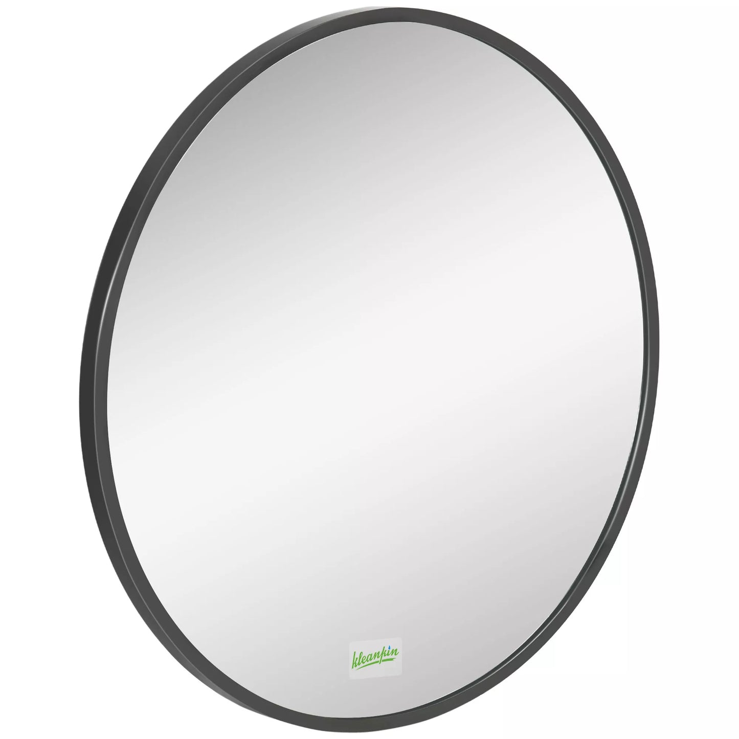 Apvalus sieninis veidrodis voniai, miegamajam, prieškambariui, metalinis rėmas, spalva: juoda, Ø50 cm