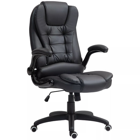 Ergonomiška biuro kėdė, sulankstomi porankiai, pakreipimo funkcija, juoda