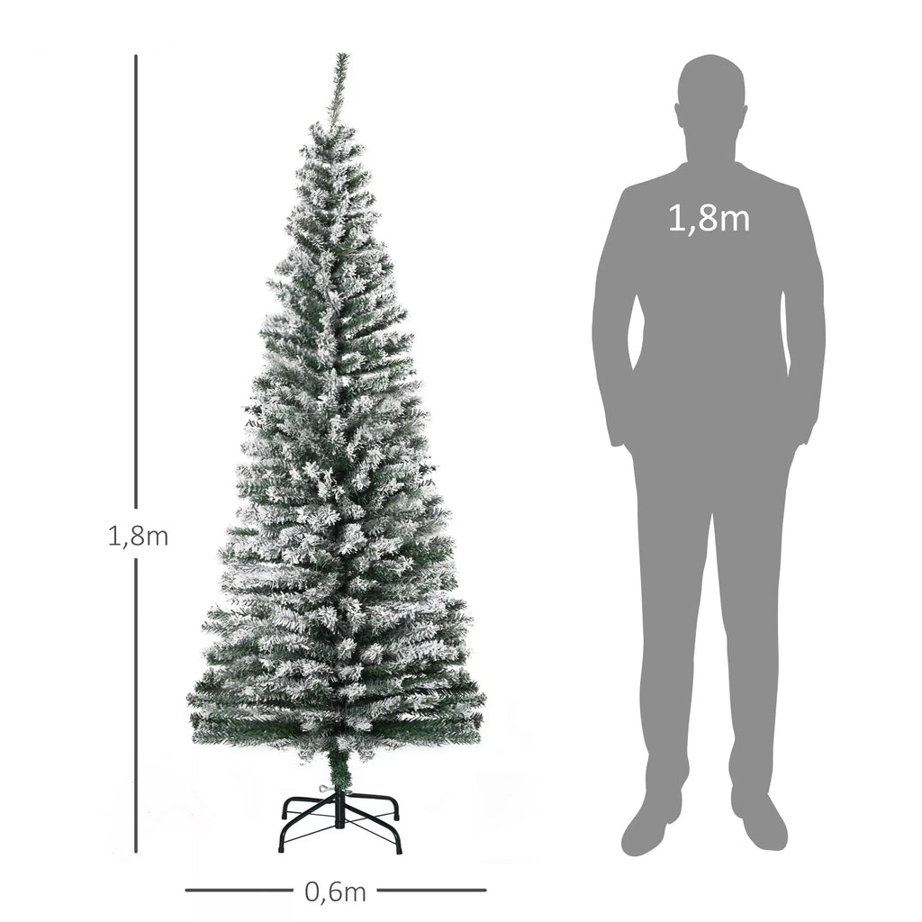 Dirbtinė eglutė su sniegu, plona, 180 cm, žalia