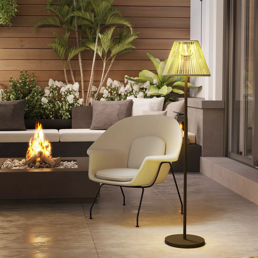 Saulės stovas Rattan saulės lempos su šviesos jutikliu 25 LED šviesos saulės lempa boho stiliaus Ø33 x 135 cm