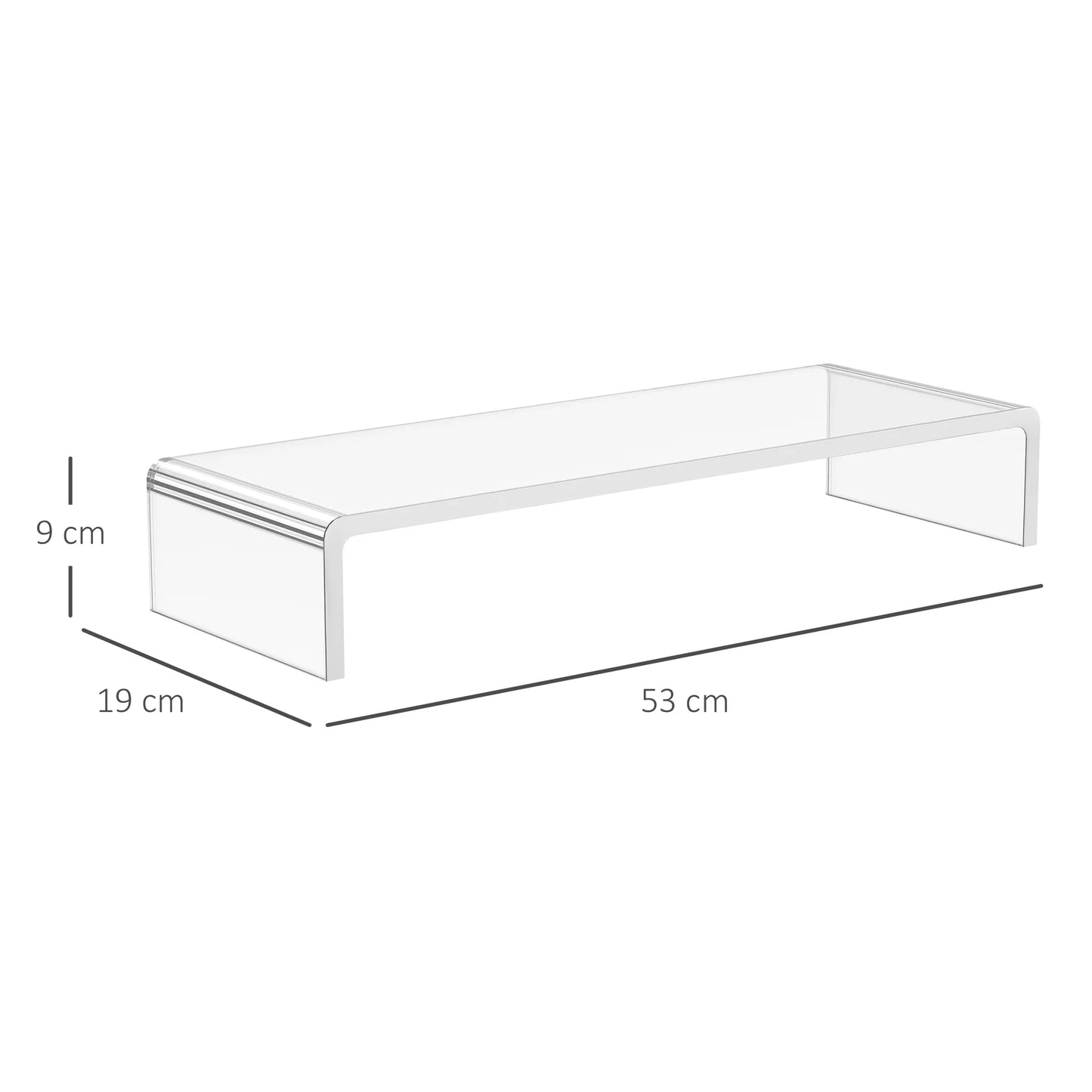 Monitoriaus stovas, ekrano stovas nešiojamam kompiuteriui, kompiuteriui, nešiojamam kompiuteriui, ergonomiškas, akrilas, skaidrus, 53 x 19 x 9 cm