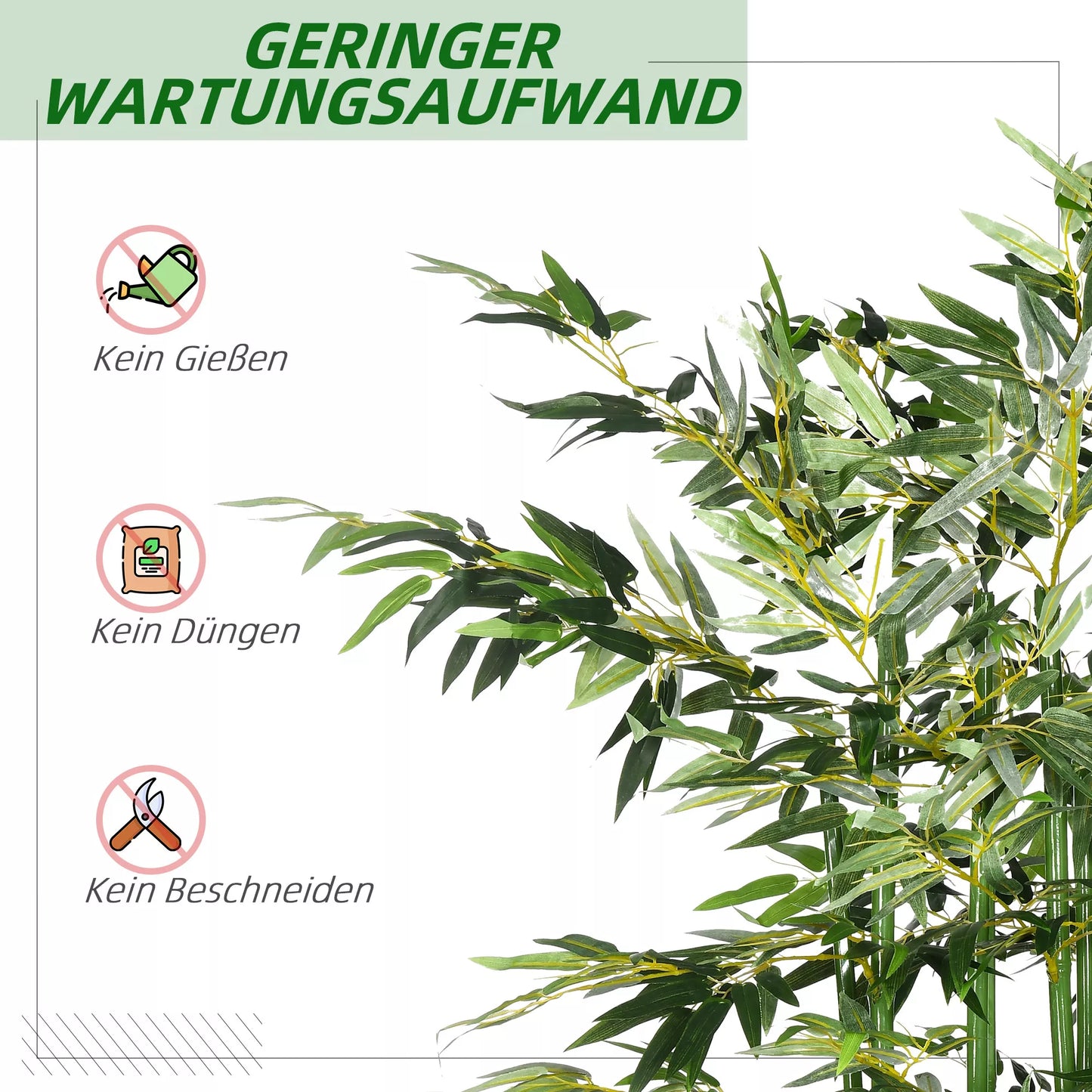 Dirbtinis bambukas, dekoratyvinis augalas, tikroviškos išvaizdos, lengvai prižiūrimas, skirtas naudoti namuose, 180 cm aukščio, žalias.