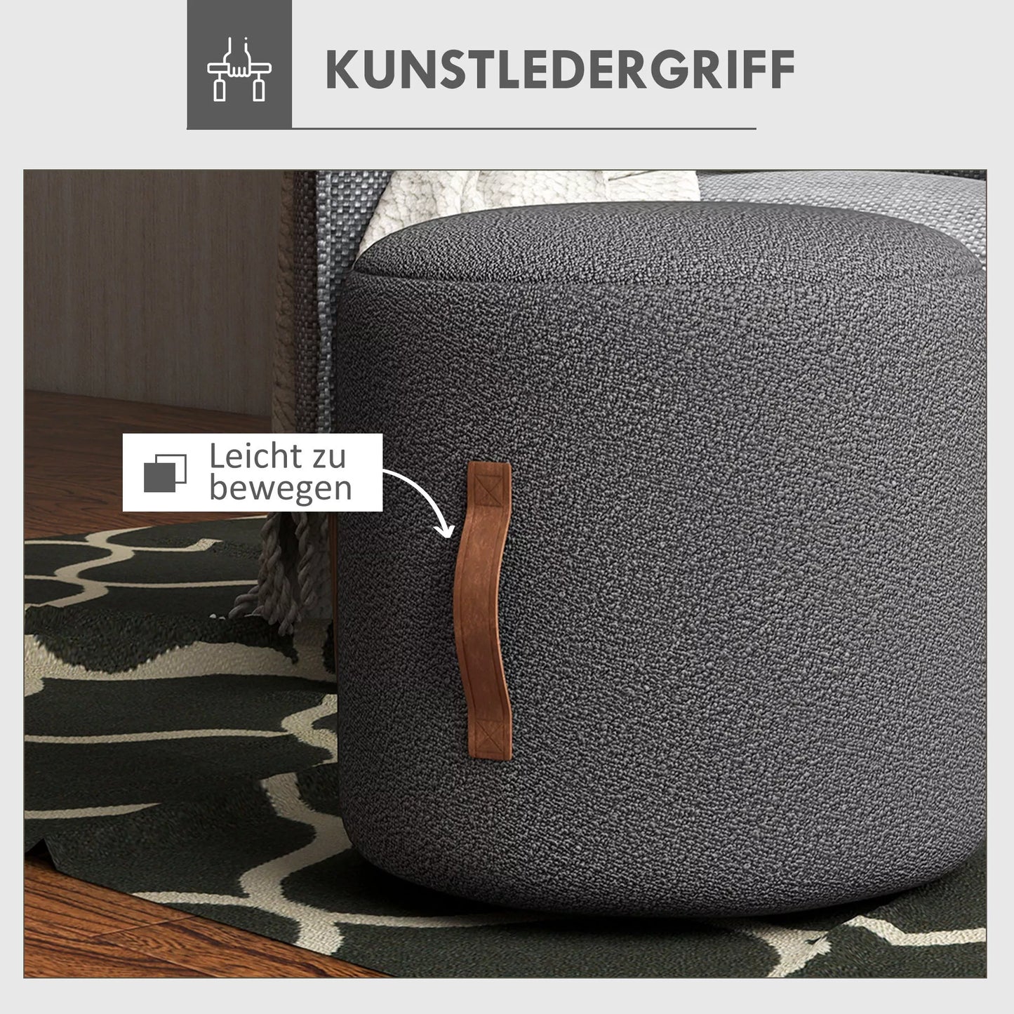 Pufas, atrama kojoms modernaus dizaino, tamsiai pilka + ruda