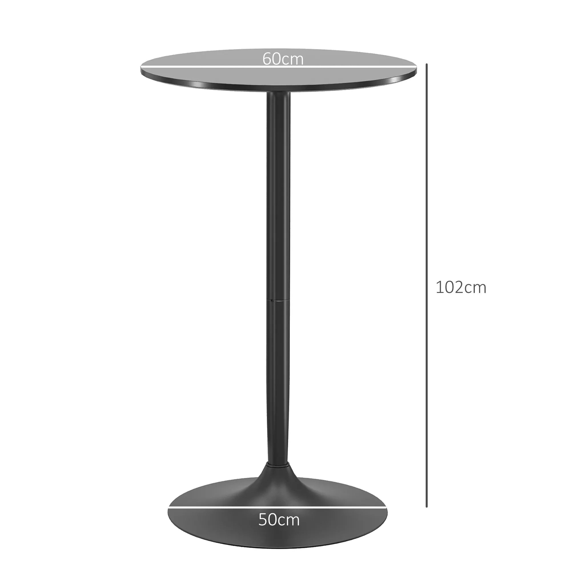 Baro stalas, apvalus, 60 cm, juodas