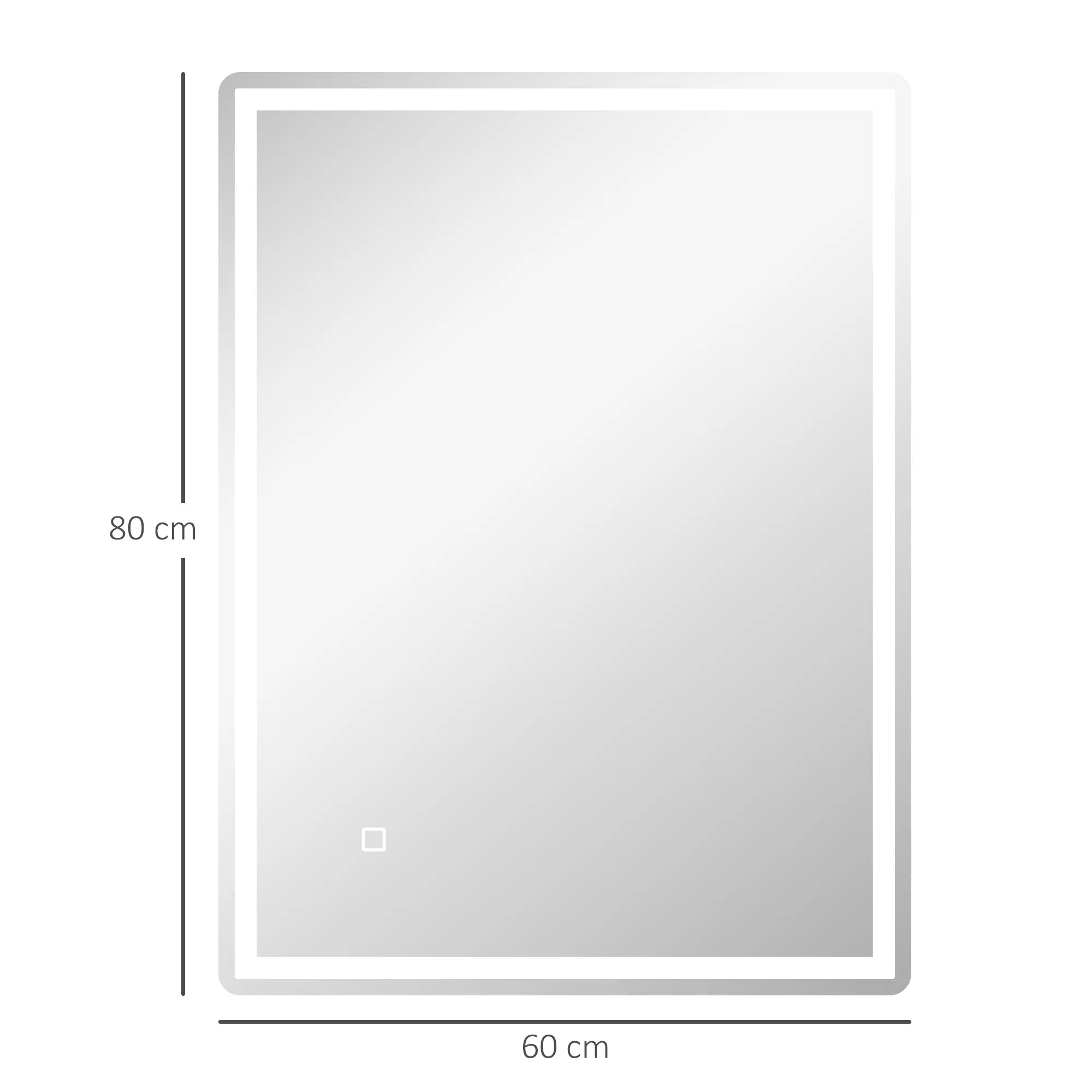 Vonios veidrodis su LED apšvietimu, lietimui jautrus, 60 x 80 cm, baltas/sidabrinis