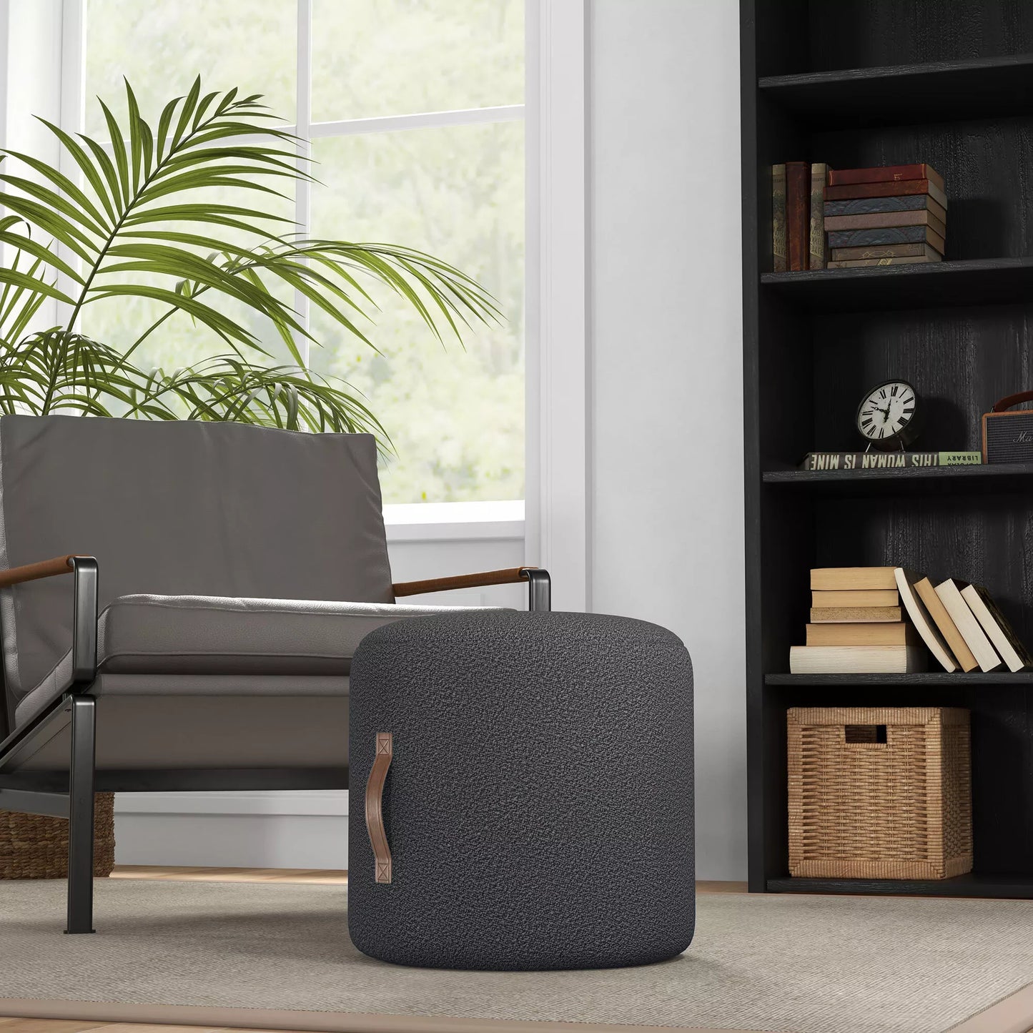 Pufas, atrama kojoms modernaus dizaino, tamsiai pilka + ruda