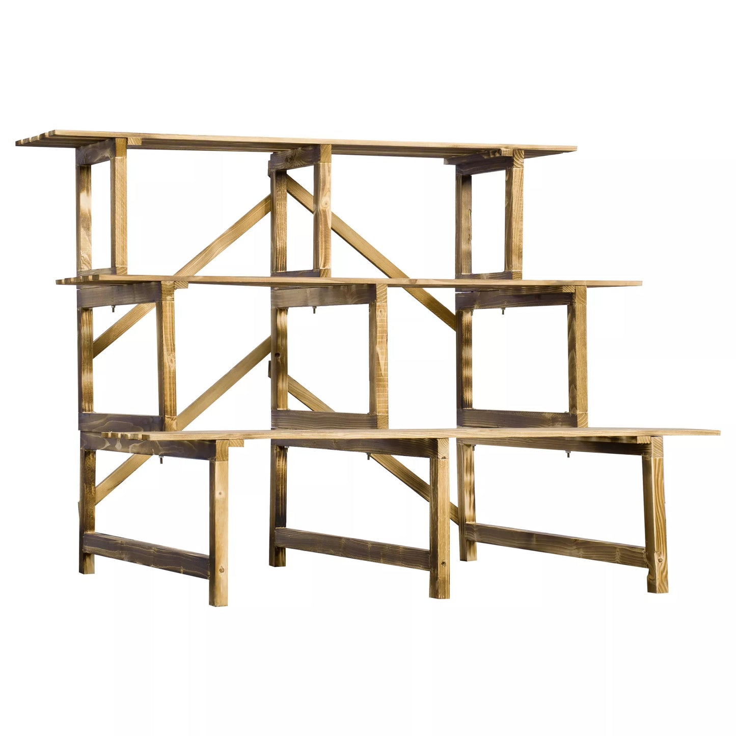 Pakopinis augalų/gėlių stovas, 3 pakopos, eglės mediena, 100 x 80 x 78cm