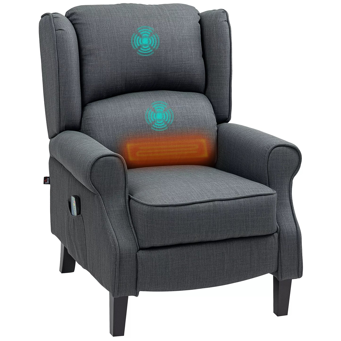 Masažinė kėdė su šildymo funkcija, 2 masažo zonomis, gulėjimo funkcija, iki 150 kg, tamsiai pilka