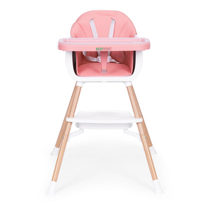 Vaikiška maitinimo kėdutė ECOTOYS 2-in-1 rožinė, 6–36 mėn