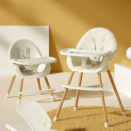 ECOTOYS 2-in-1 reguliuojama vaikiška maitinimo kėdutė, smėlio (6–36 mėn.)