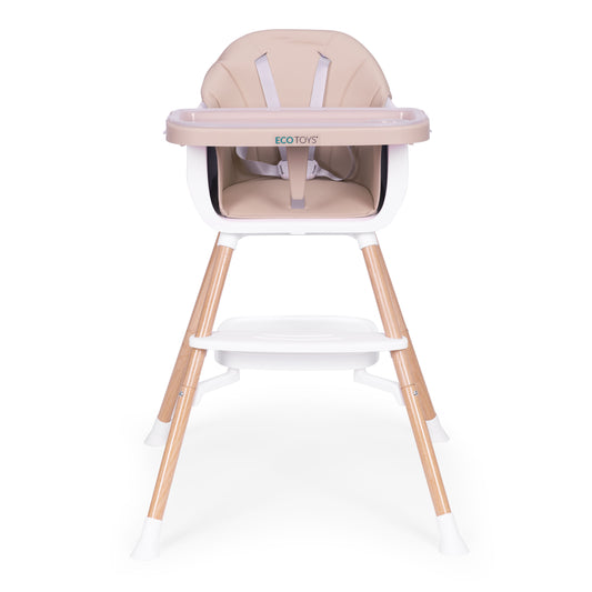 Vaikiška maitinimo kėdutė ECOTOYS 2-in-1 smėlio spalvos, 6–36 mėn.