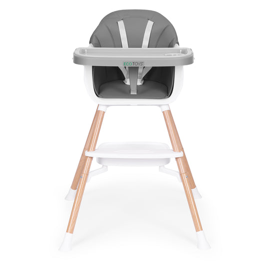 Vaikiška maitinimo kėdutė ECOTOYS 2-in-1 pilka, 6–36 mėn.