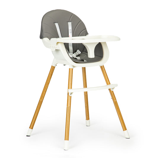 ECOTOYS 2-in-1 reguliuojama vaikiška maitinimo kėdutė pilka (6–36 mėn.)