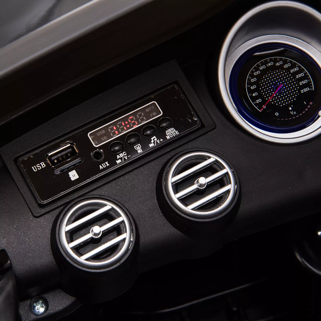 Vaikų elektrinis automobilis 12 V Vaikų automobilis su 2,4 G nuotolinio valdymo pultu, 2 varikliais, vaikišku automobiliu su signaline, muzika, saugos diržu, elektrine transporto priemone 37–60 mėnesių vaikams, juodos spalvos