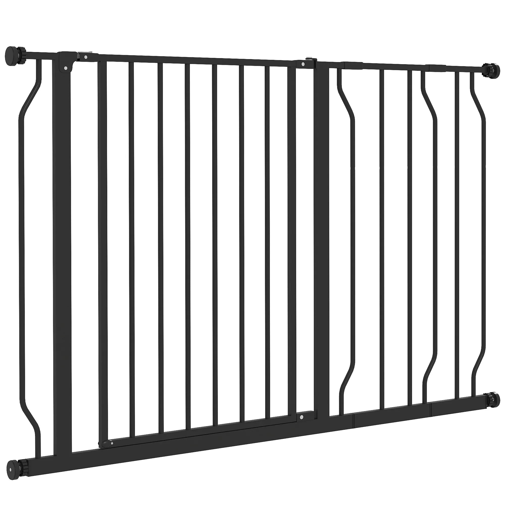 Šunų užtvaros, tvirtinamos spaustuvais, reguliuojamo ilgio, plieno/ABS, 75–115 x 76 cm, juodos spalvos
