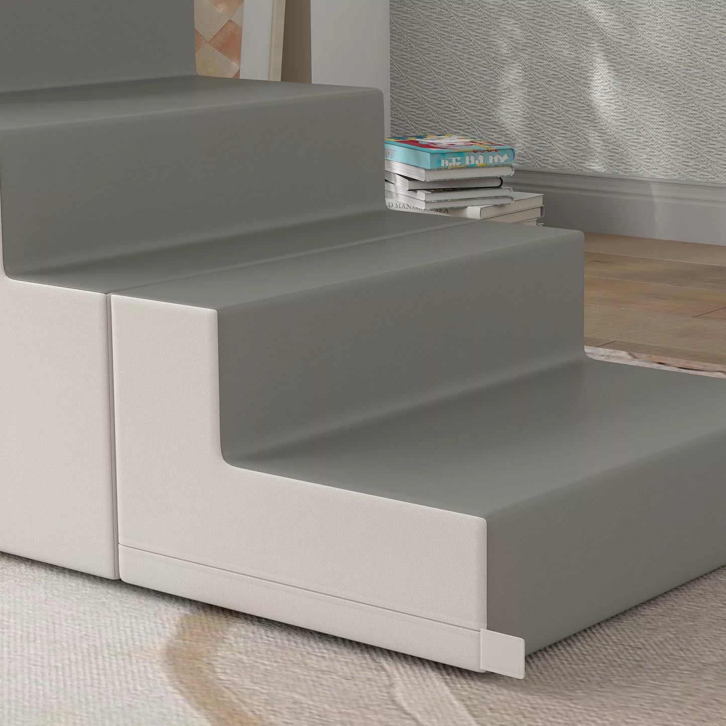 Laipiojimo ir čiuožinėjimo žaislas vaikams, skatina motorinius įgūdžius, dirbtinė oda, EPE putos, 86x49x47 cm, Pilkas