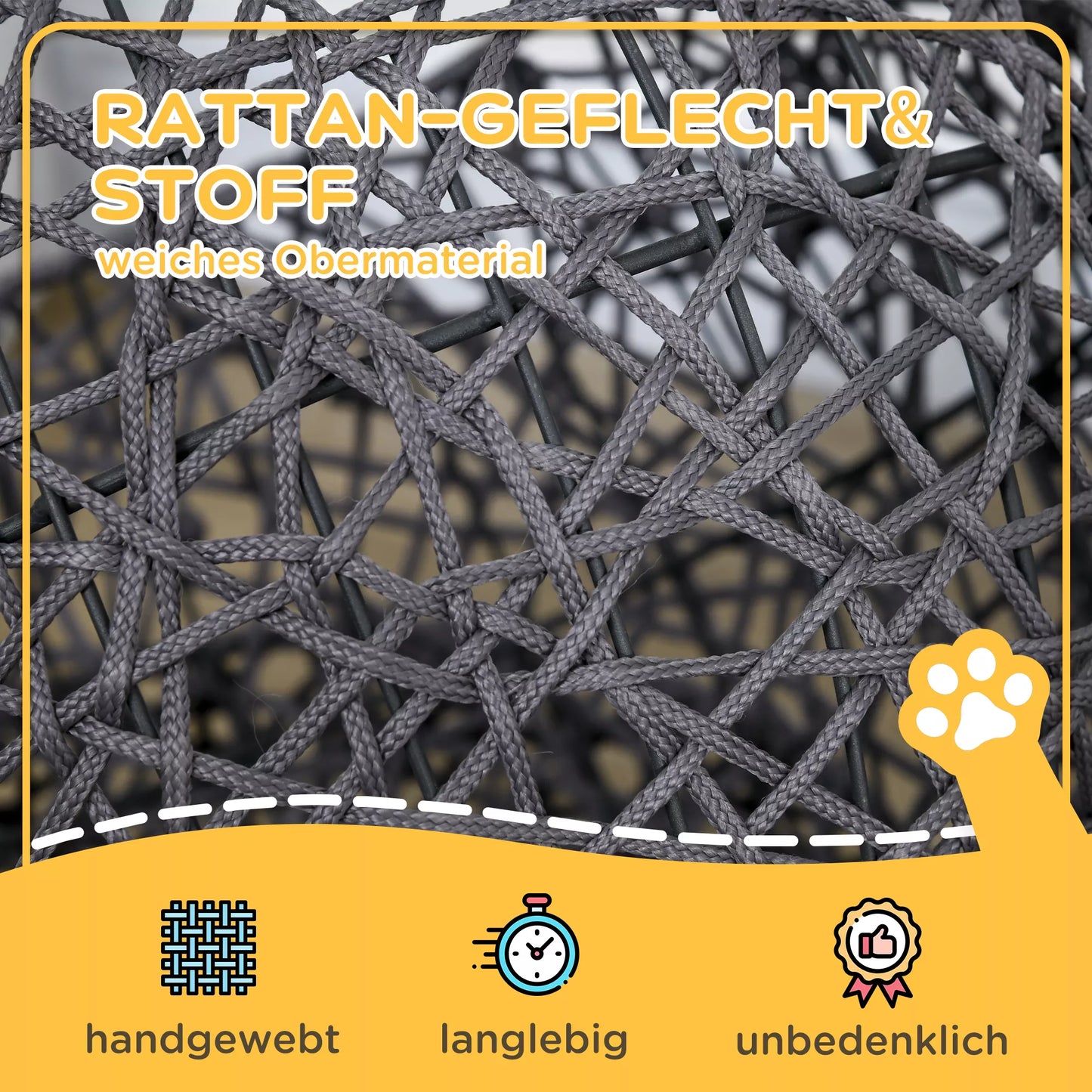 Katės krepšys, katės guolis su pagalvėle, 2 dalių, 50 cm x 50 cm x 60 cm, kreminės baltos + antracito