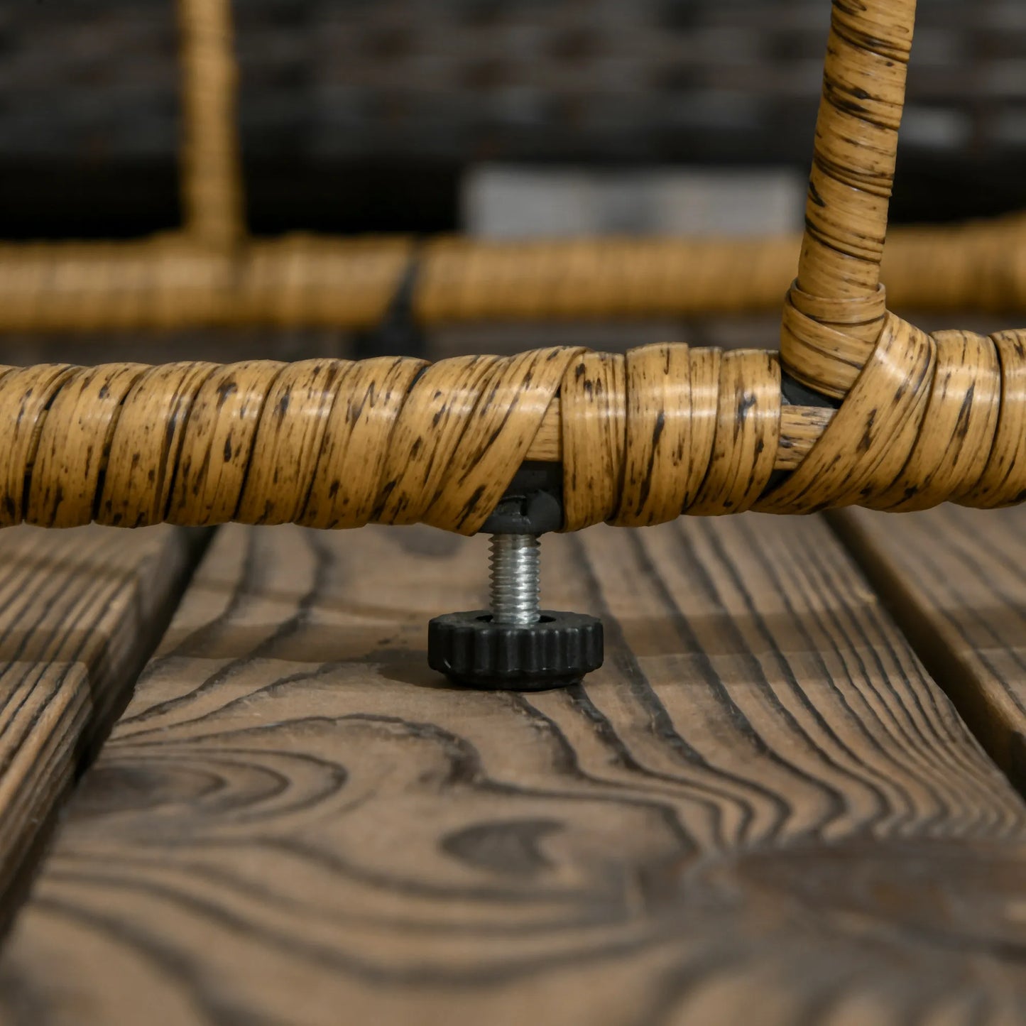 2 vnt. sodo stalų komplektas, boho stiliaus, atsparūs oro sąlygoms, sukiojami, 60 cm x 60 cm x 47 cm, natūralios spalvos + tamsiai pilkos