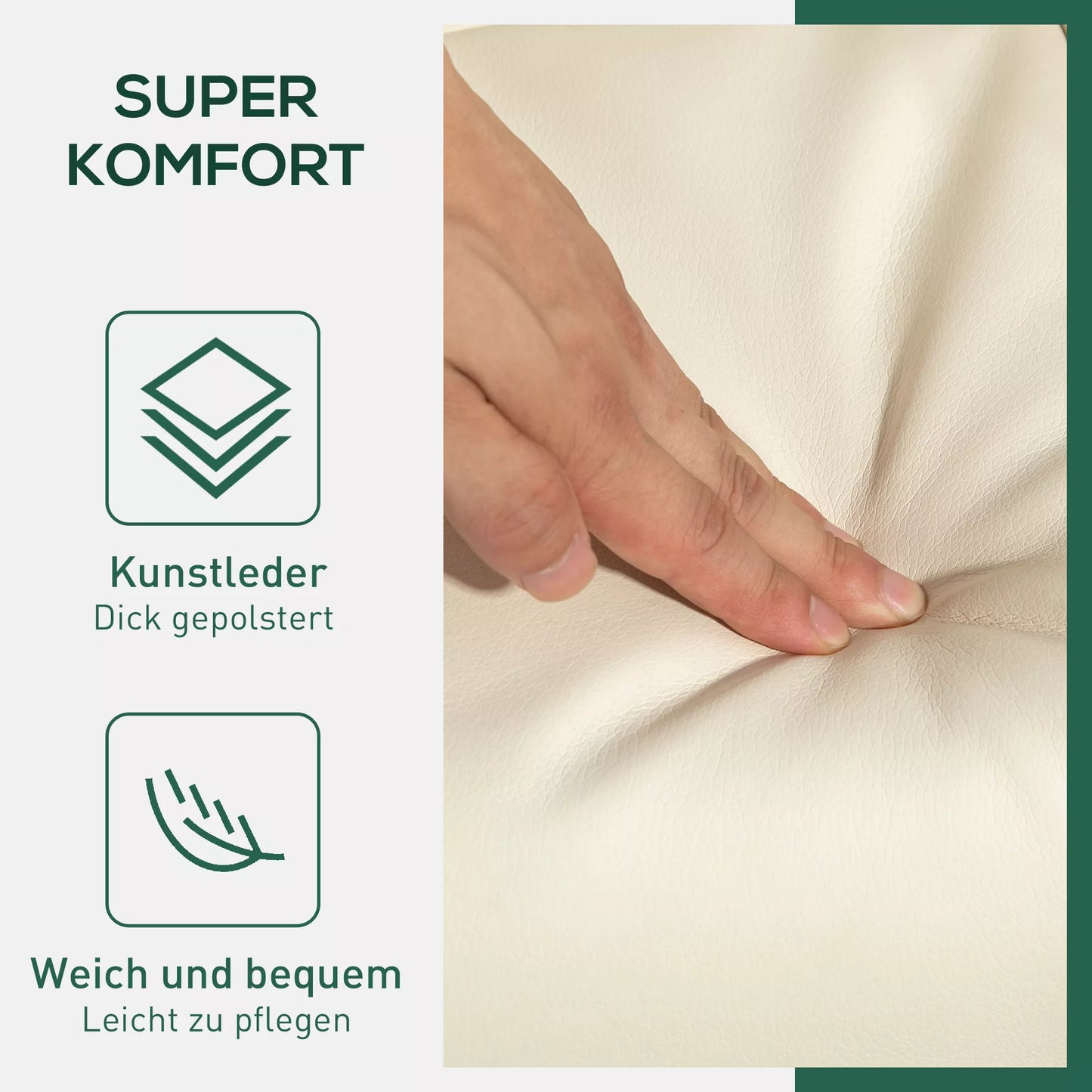 Krėslas su pakoja, atlošiamas 145°, sukamas 360°, dirbtinė oda, kreminės baltos spalvos