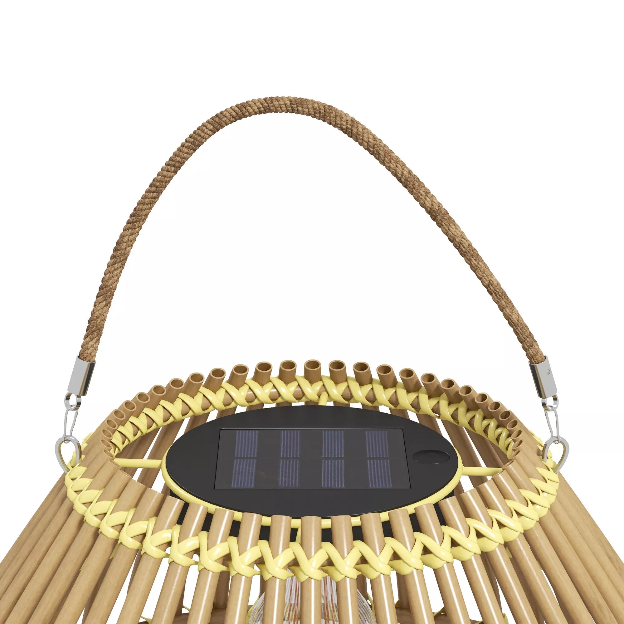 Sodo lempa Saulės lempa Sodo saulės lempa, PE rotangas, boho stilius, 31 cm x 31 cm x 32 cm, geltona