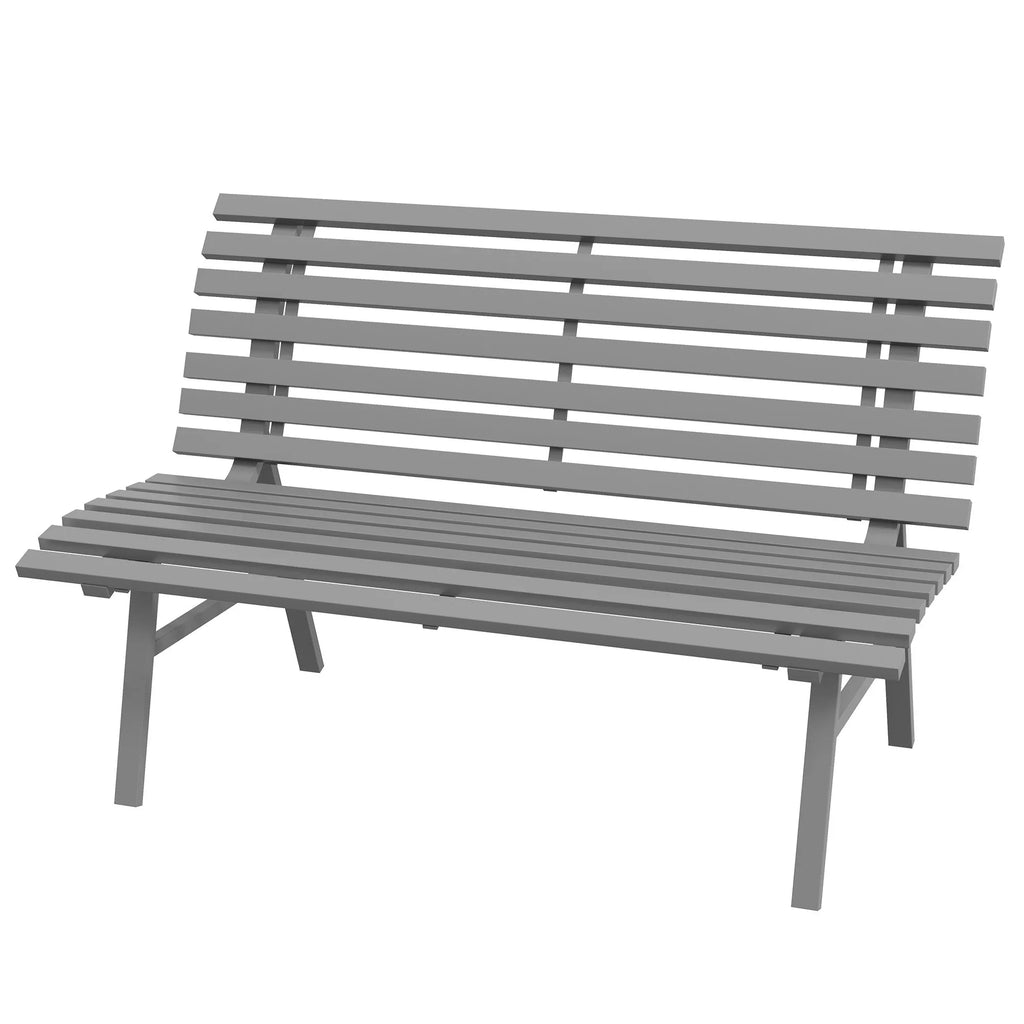 Sodo suoliukas, parko suoliukas, grotelės, atsparus oro sąlygoms, aliuminis, 123 x 67 x 79 cm, pilkos spalvos