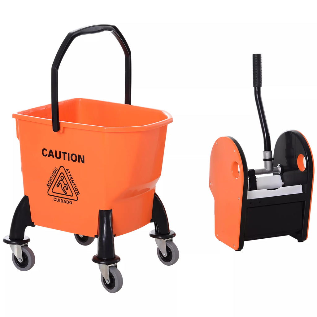 Ratinis valymo kibiras, šluotos kibiras, šluotos presas, 26 l, plastikinis, oranžinis