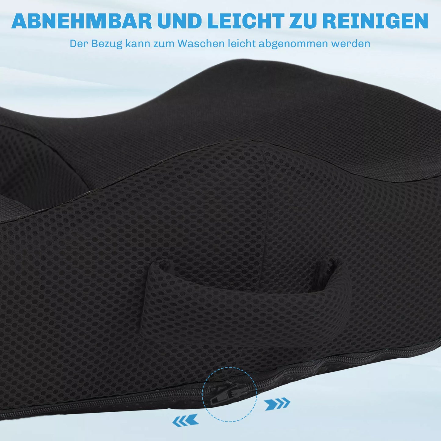 Ergonomiška sėdimoji pagalvėlė, kvėpuojantis užvalkalas, neslystanti, 44x39x13 cm, juoda