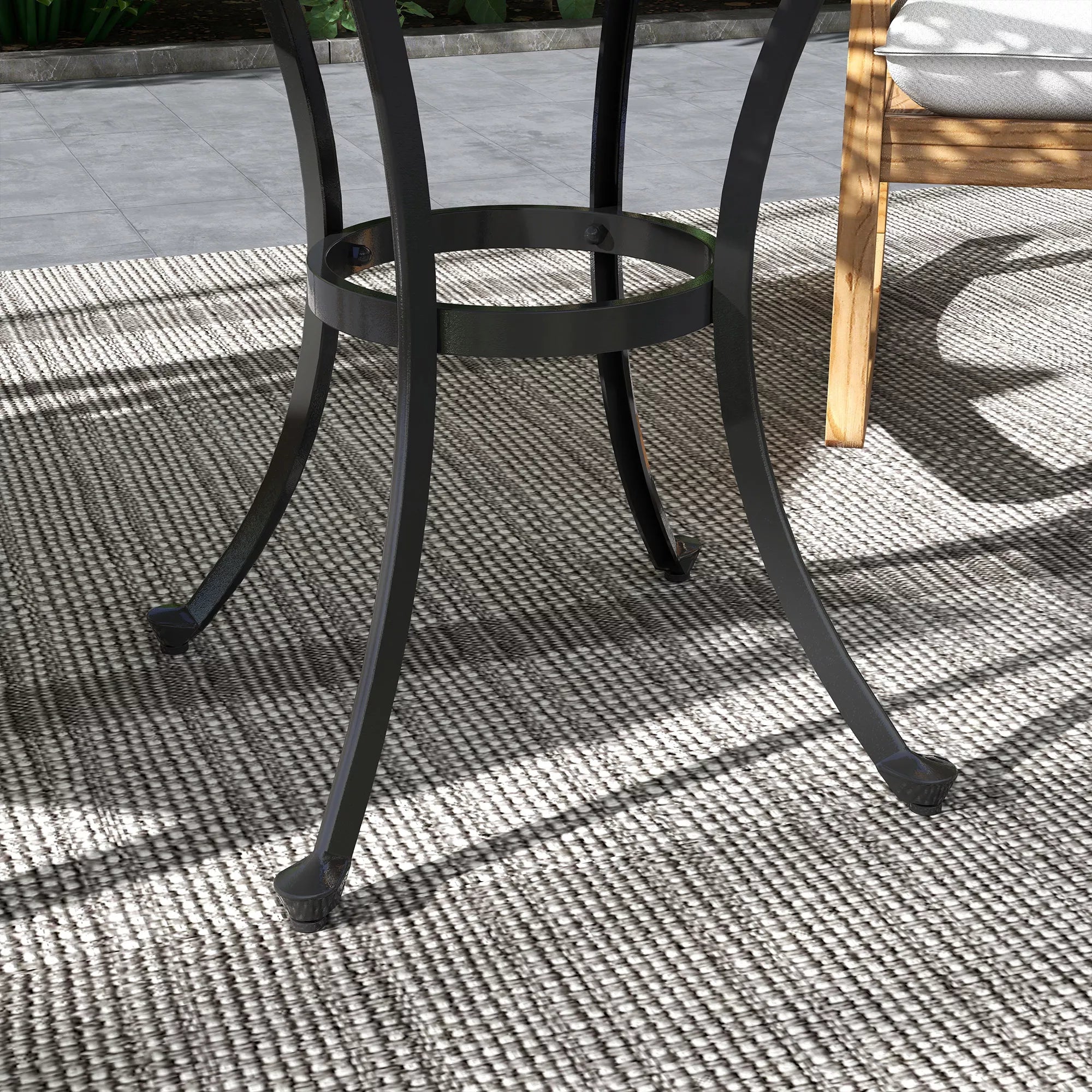 Sodo stalas, poilsio stalas, balkono stalas, vintage stiliaus, 60 x 60 x 53 cm, juodos spalvos