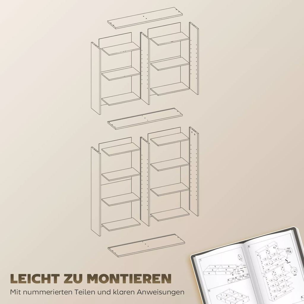 DVD lentynos, CD laikymo lentynos, 14 reguliuojamų lentynų, 18 skyrių, 175 cm, Blu-ray lentynos, medžio drožlių plokštė, balta