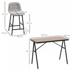 Baro stalo ir kėdės schema su matmenimis 120, 91 ir 60 cm