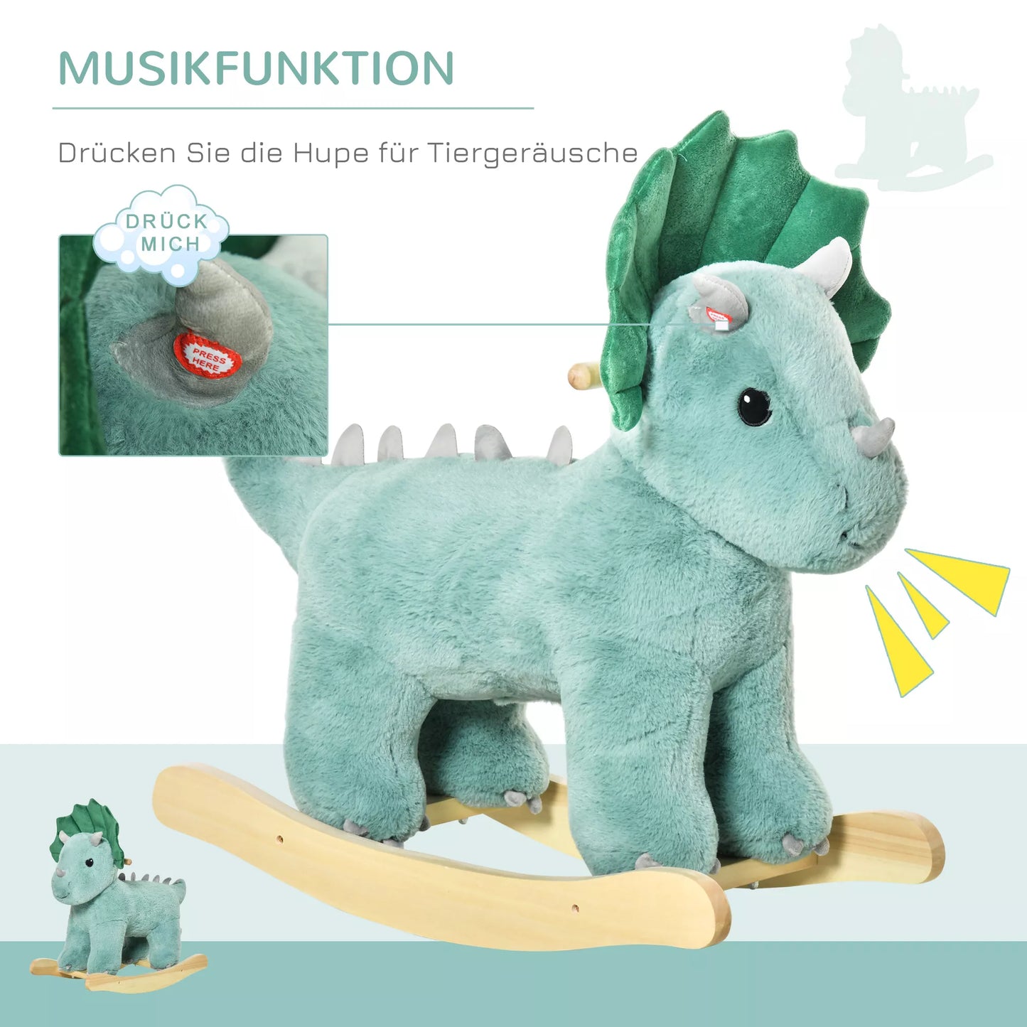 Vaikiška supama kėdutė / supamas žaislas Arkliukas Tamsiai žalias 64 x 30 x 54 cm