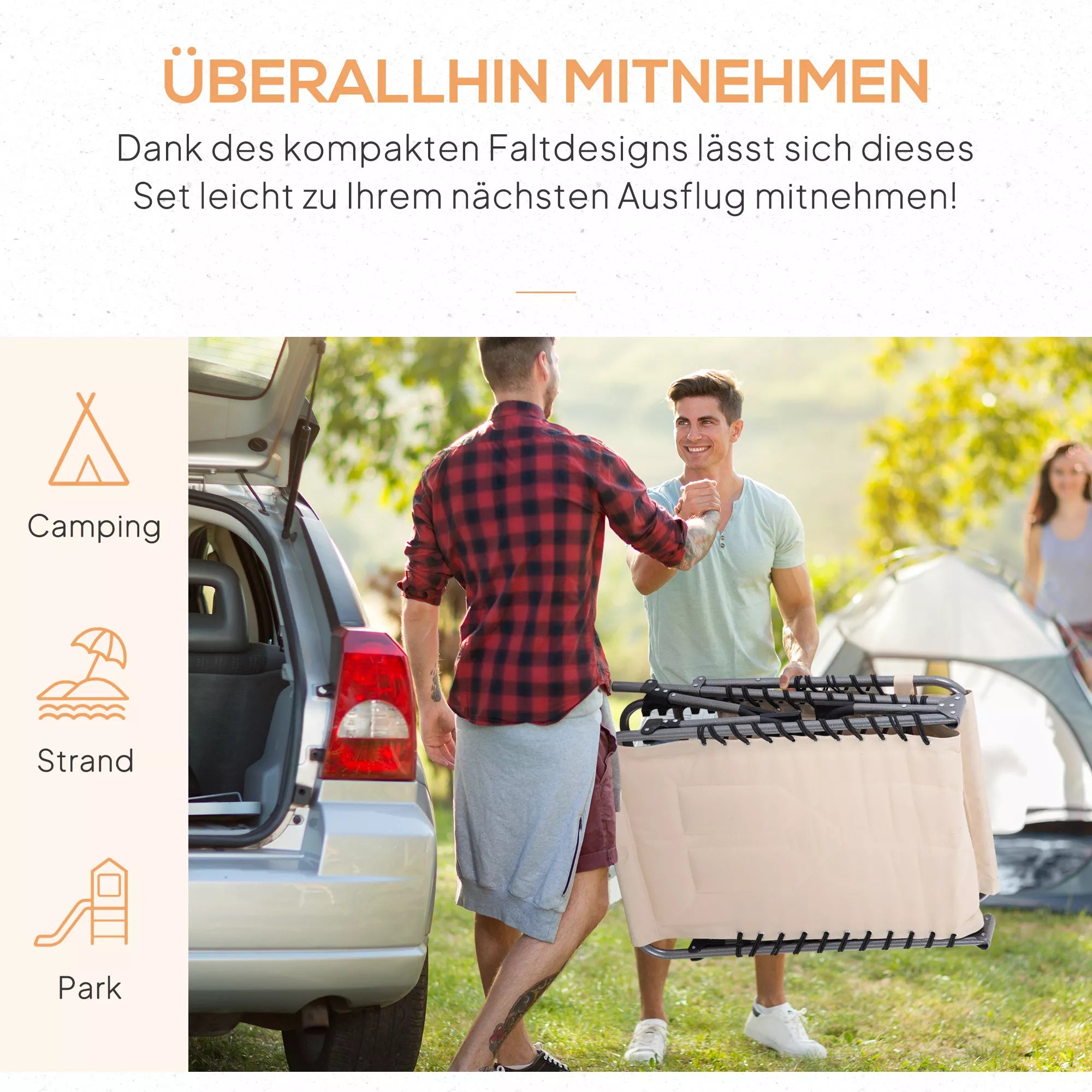 Sulankstytas gultas nešamas į automobilio bagažinę kelionei