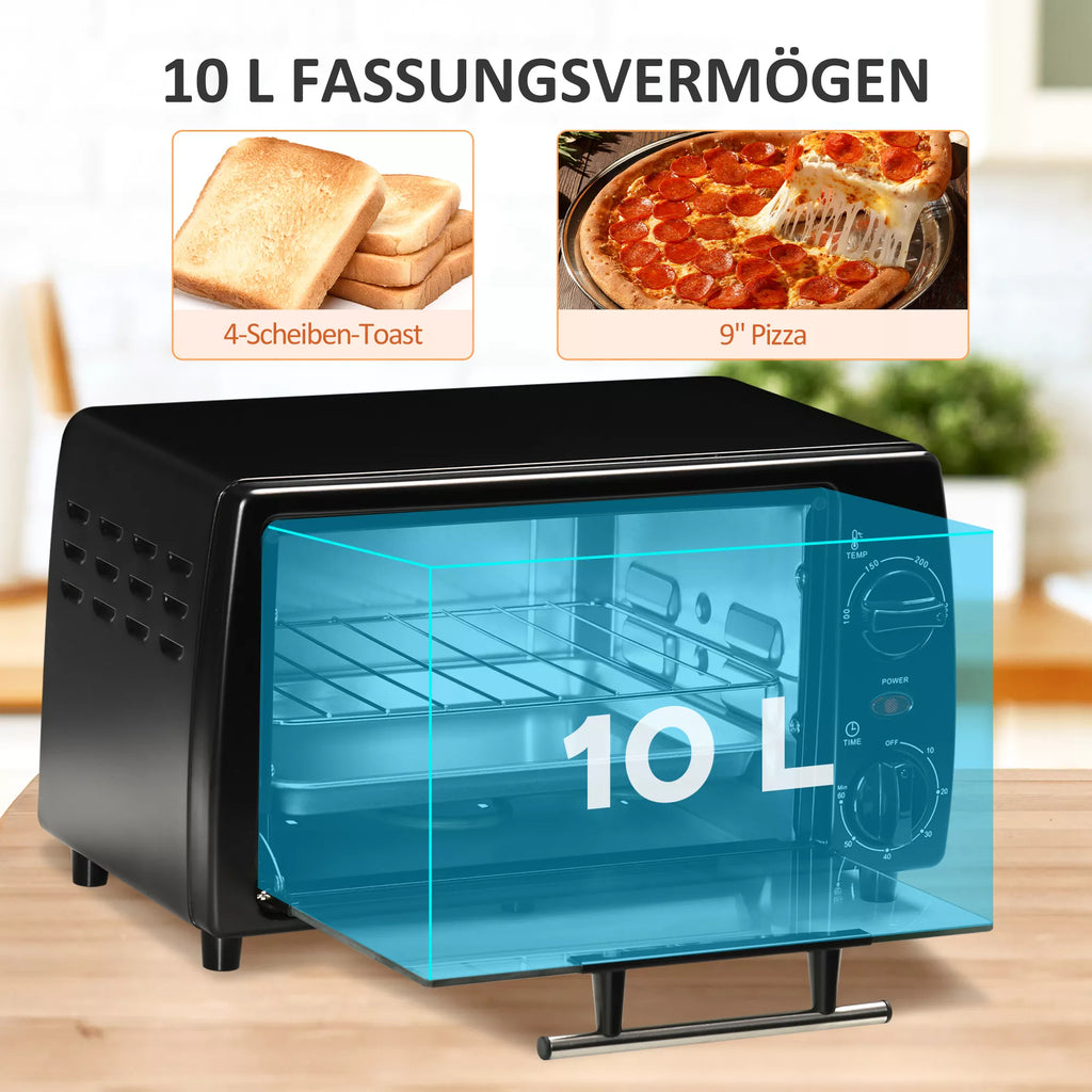 Mini orkaitė su laikmačiu, 10 l, juoda