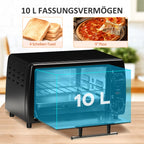 Mini orkaitė su laikmačiu, 10 l, juoda