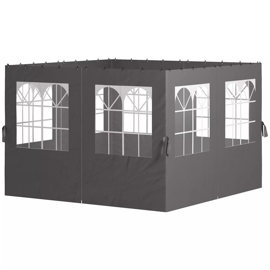 Pavilion sienos, 4 sienų panelės sodo paviljonui, su užtrauktuku, 3 x 4 m paviljonas, tamsiai pilkos spalvos