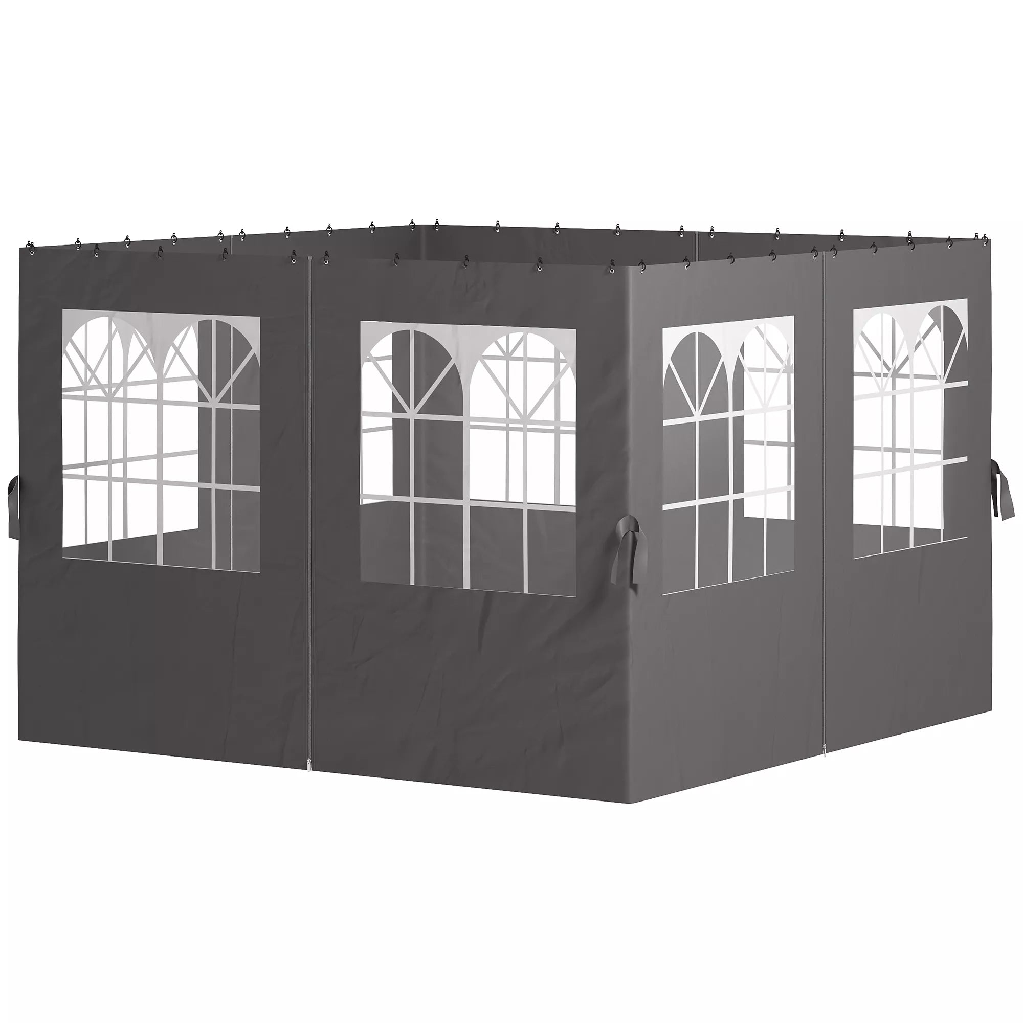 Pavilion sienos, 4 sienų panelės sodo paviljonui, su užtrauktuku, 3 x 4 m paviljonas, tamsiai pilkos spalvos