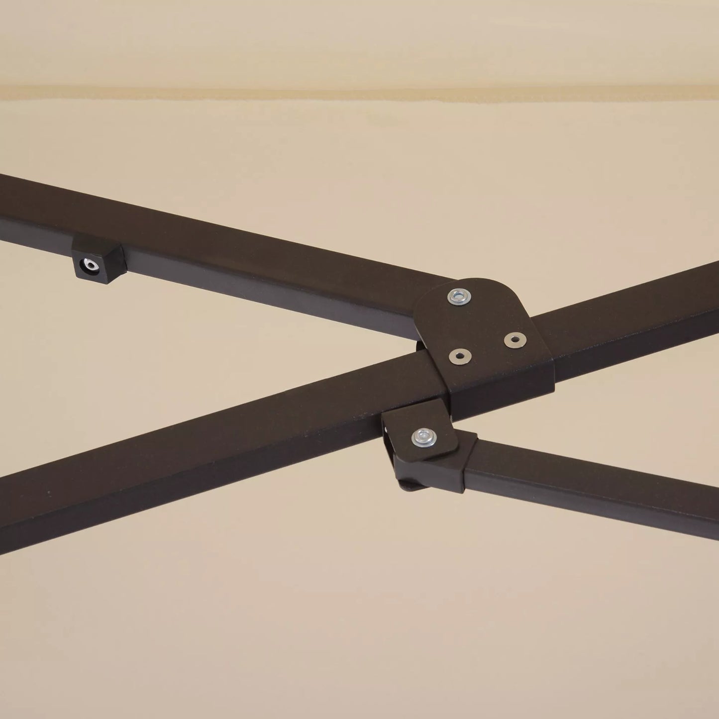 XXL skėtis nuo saulės su rankena, atsparus oro sąlygoms, 455 cm x 270 cm x 240 cm, plienas, poliesteris, smėlio spalvos