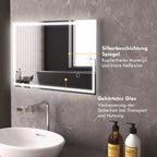 Veidrodžio informacinė grafika apie grūdintą stiklą ir dangą