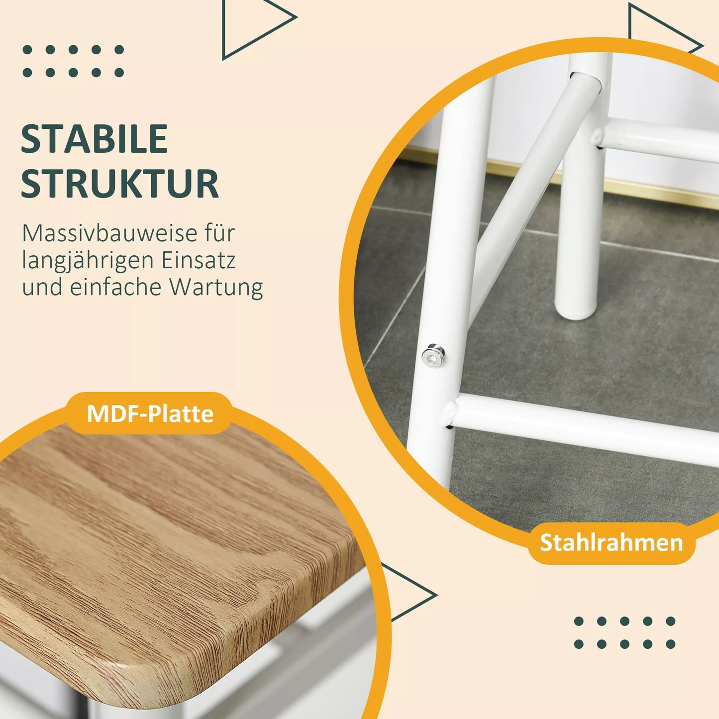 Baro stalo komplektas su 2 baro kėdėmis, virtuvės stalas su laikymo lentyna, valgomasis stalas svetainei, virtuvei, baltas