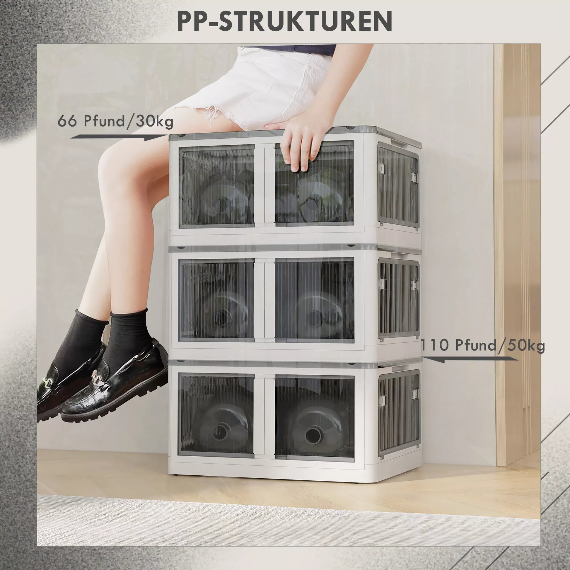 Laikymo dėžė Laikymo krepšys. Sulankstomas, su apsauga nuo dulkių, 60 cm x 42 cm x 34 cm, balta + pilka