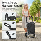 3-in-1 sulankstomas pirkinių vežimėlis, kurio talpa 40 l, vežimėlis gali išlaikyti iki 25 kg svorį, su šaldymo skyriumi, juodos spalvos