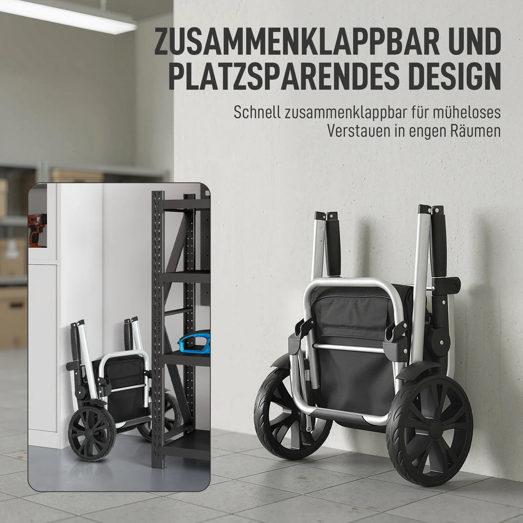 3-in-1 sulankstomas pirkinių vežimėlis, kurio talpa 40 l, vežimėlis gali išlaikyti iki 25 kg svorį, su šaldymo skyriumi, juodos spalvos