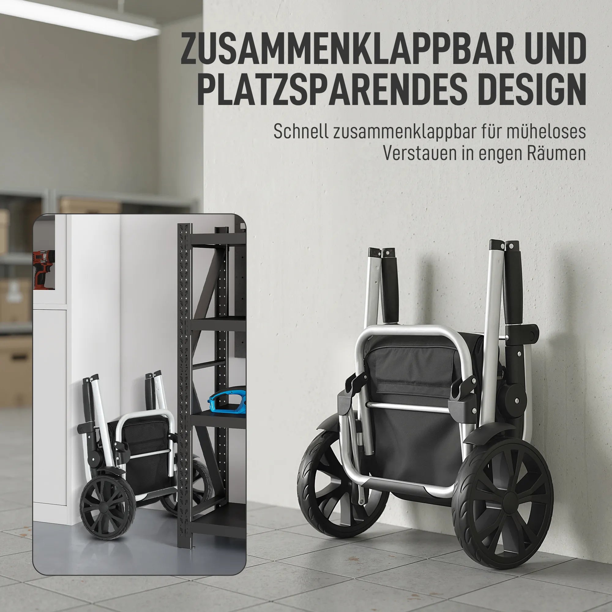 3-in-1 sulankstomas pirkinių vežimėlis, kurio talpa 40 l, vežimėlis gali išlaikyti iki 25 kg svorį, su šaldymo skyriumi, juodos spalvos