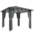 Sodo paviljonas, maždaug 3 x 3 m, metalinis paviljonas su 6 mm storio polikarbonato stogu, 4 šoninės sienos, UV50+, tamsiai pilkos spalvos