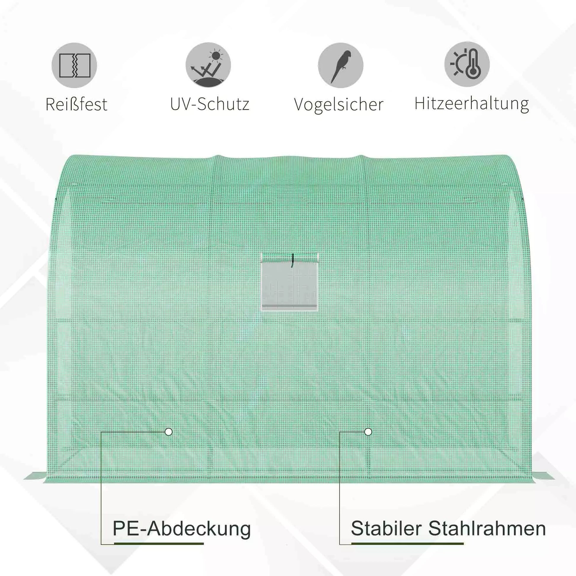 Šiltnamis, sodo šiltnamis su plastiko danga, atsparus UV spinduliams, 3 aukštai, užtrauktukinės durys, žalias