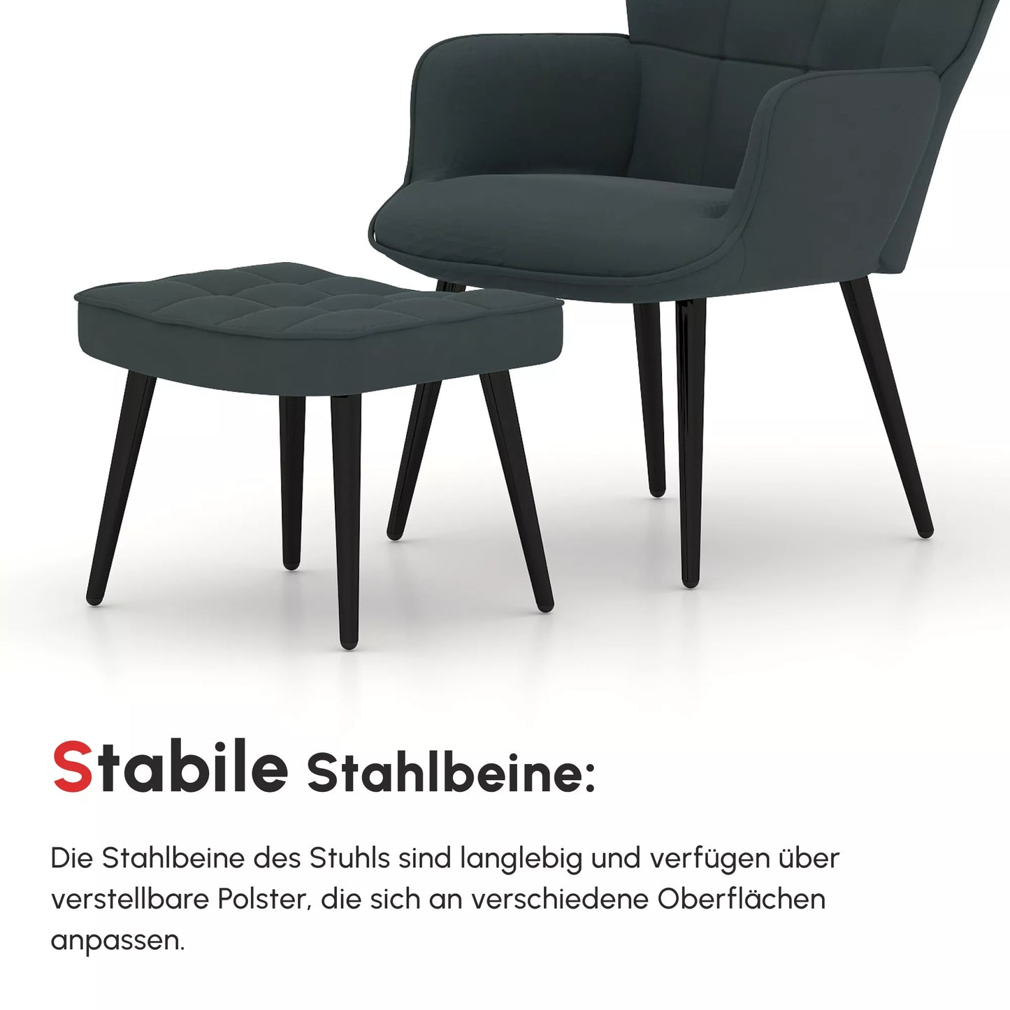 Poilsio fotelis su otomanu, 2 dalių komplektas, Pilkas