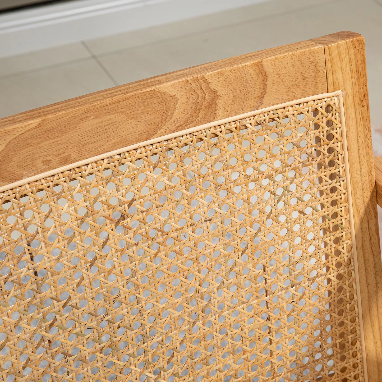 Egzotiškas minkštasuolis, kaučiukmedis, sėdynės pagalvėlė su lininės išvaizdos apdaila, 63 ilgis x 69 plotis x 78 aukštis cm, kreminės baltos spalvos