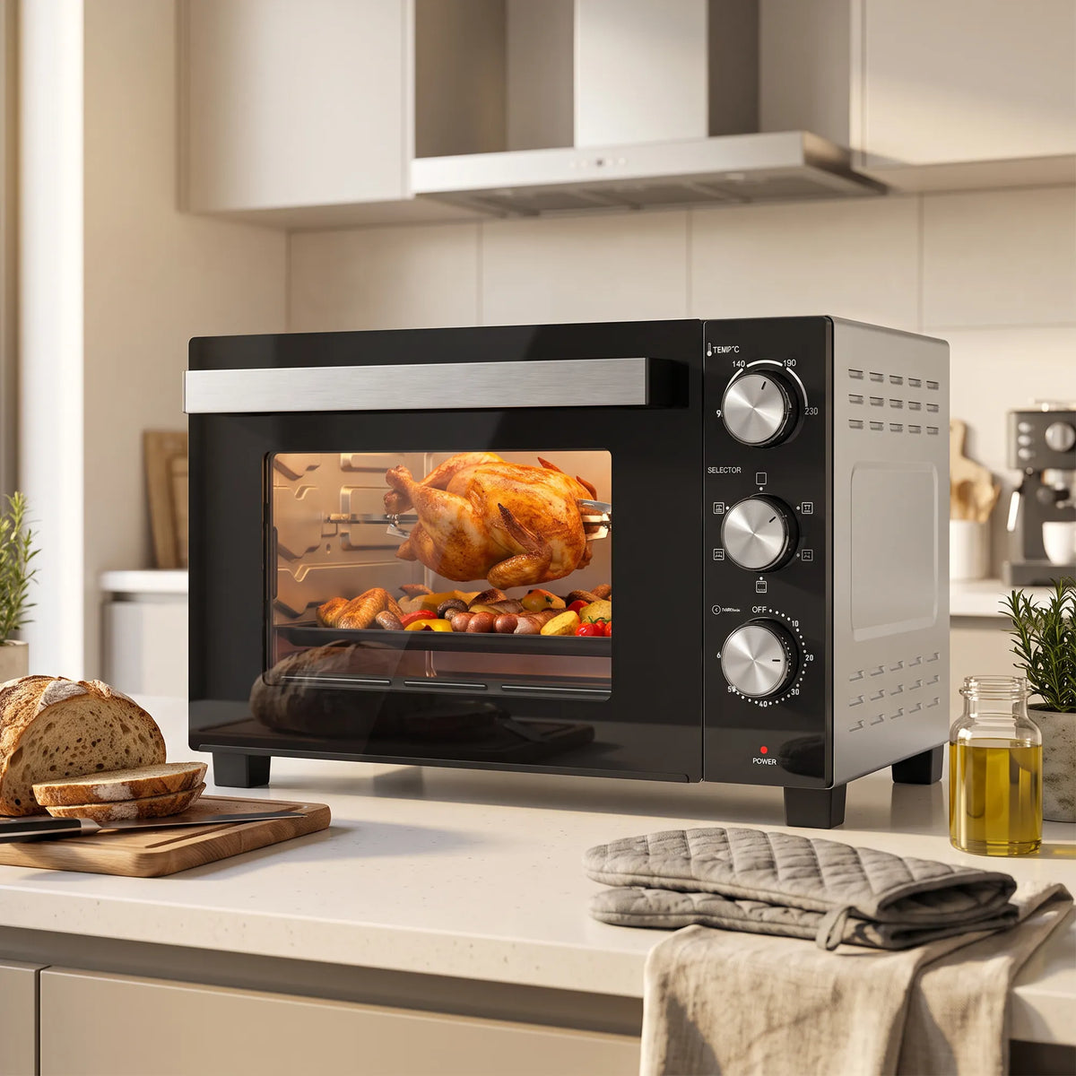 36 l talpos mini orkaitė su konvekcija, 90–230 °C, 1500 W