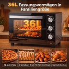 36 l talpos mini orkaitė su konvekcija, 90–230 °C, 1500 W