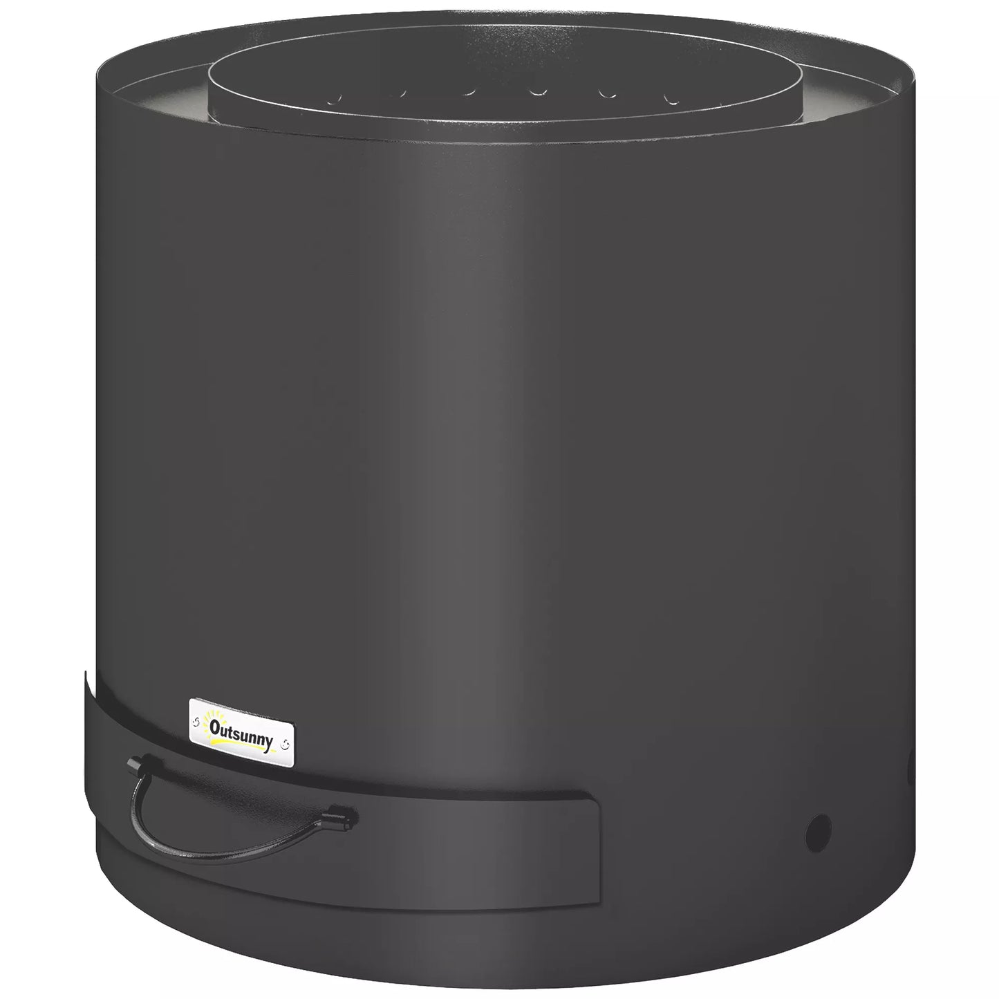 Ugnies dubuo Ø45x42cm, nerūdijančio plieno laužavietė su ugniasukiu ir pelenų padėklu, juoda